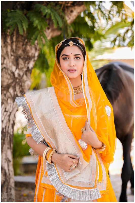 Yellow Silver Lappa Poshak